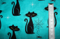 Preview: Designerbaumwolle CAT CHARMS grüntürkis (10 cm)